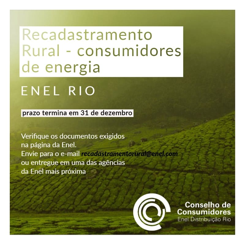 Enel RJ recadastra produtores rurais para desconto na conta de energia