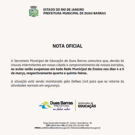 Educação de Duas Barras volta às aulas em 10 de fevereiro com atividades remotas