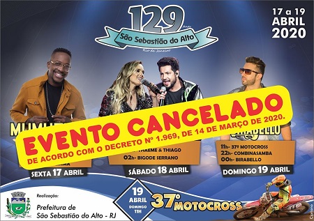 Prefeitura de São Sebastião do Alto cancela festa do aniversário