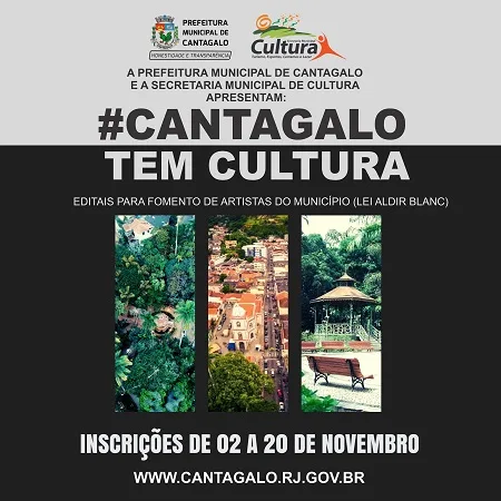 Cantagalo lança editais com mais de 20 modalidades para a aplicação da Lei Aldir Blanc