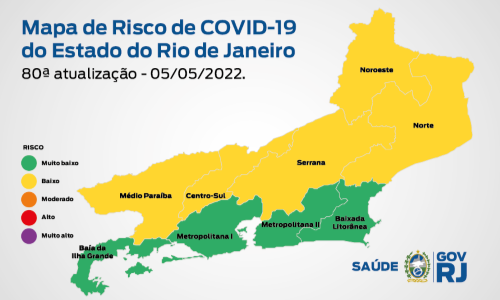 Mapa de Risco da Covid-19: estado do Rio de Janeiro permanece em bandeira verde