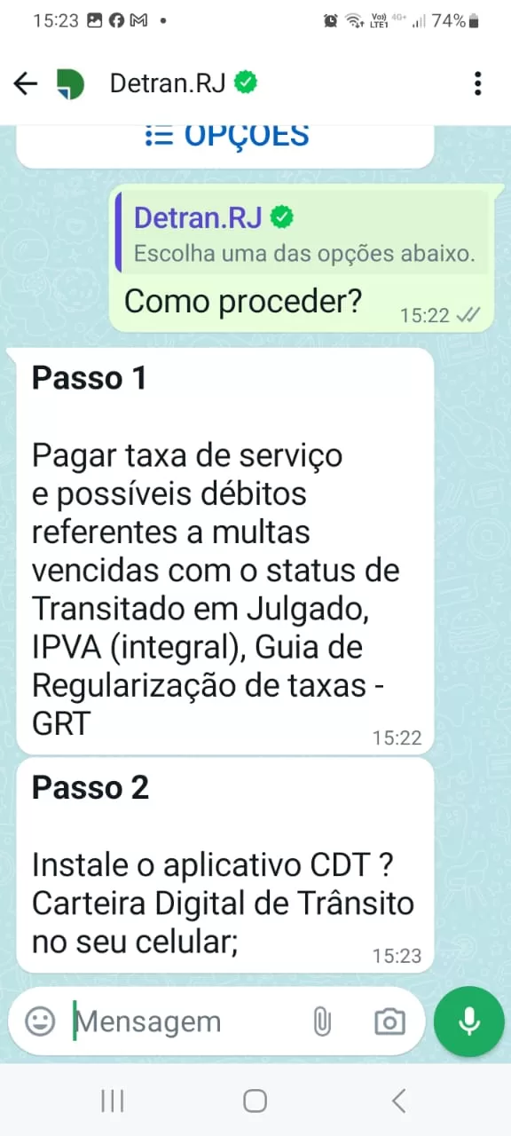 Detran.RJ agora presta informações aos cidadãos pelo WhatsApp
