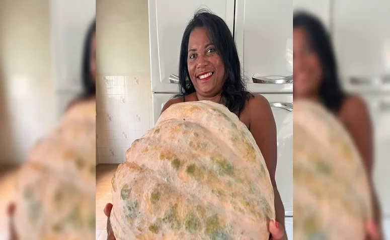 Moradora de Laranjais, em Itaocara, colhe abóbora de 20 kg
